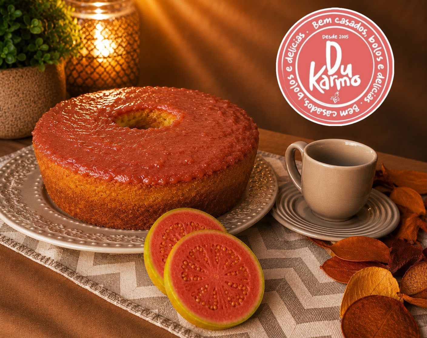 Bolo de fubá com goiabada